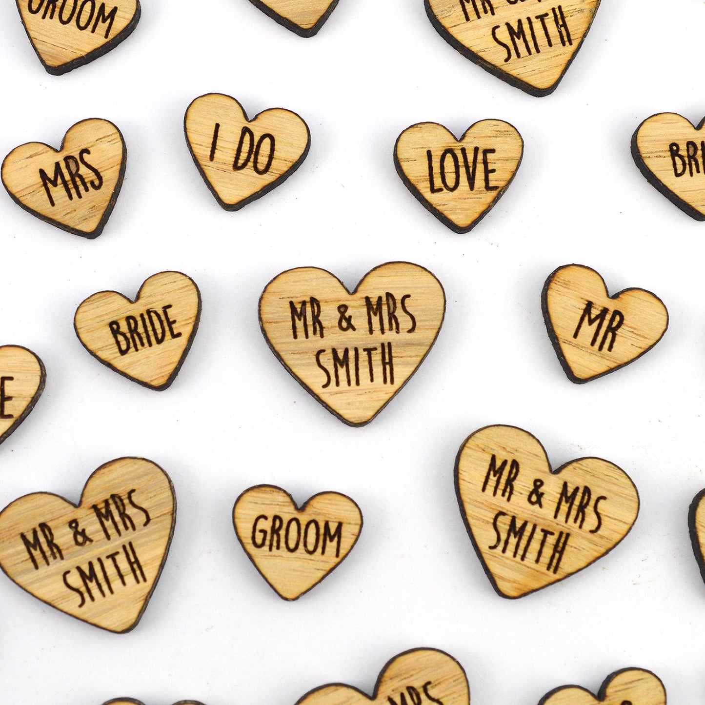 Personalized Wooden Heart Confetti-Rustic Wedding Table Decor