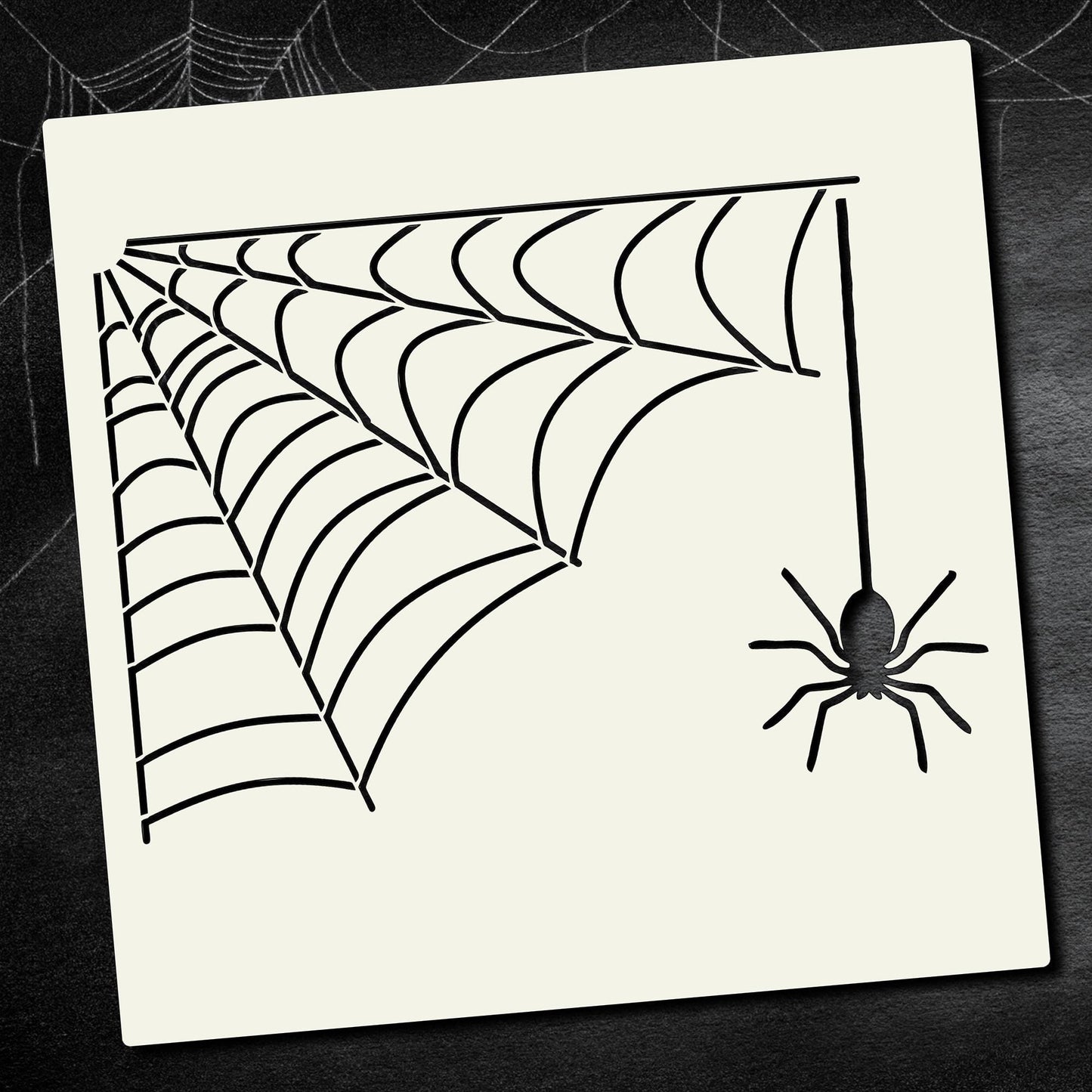 Spider Web Stencil - Halloween Window Stencil Glass Spray Template, Reusable Mylar, Large & Small Sizes