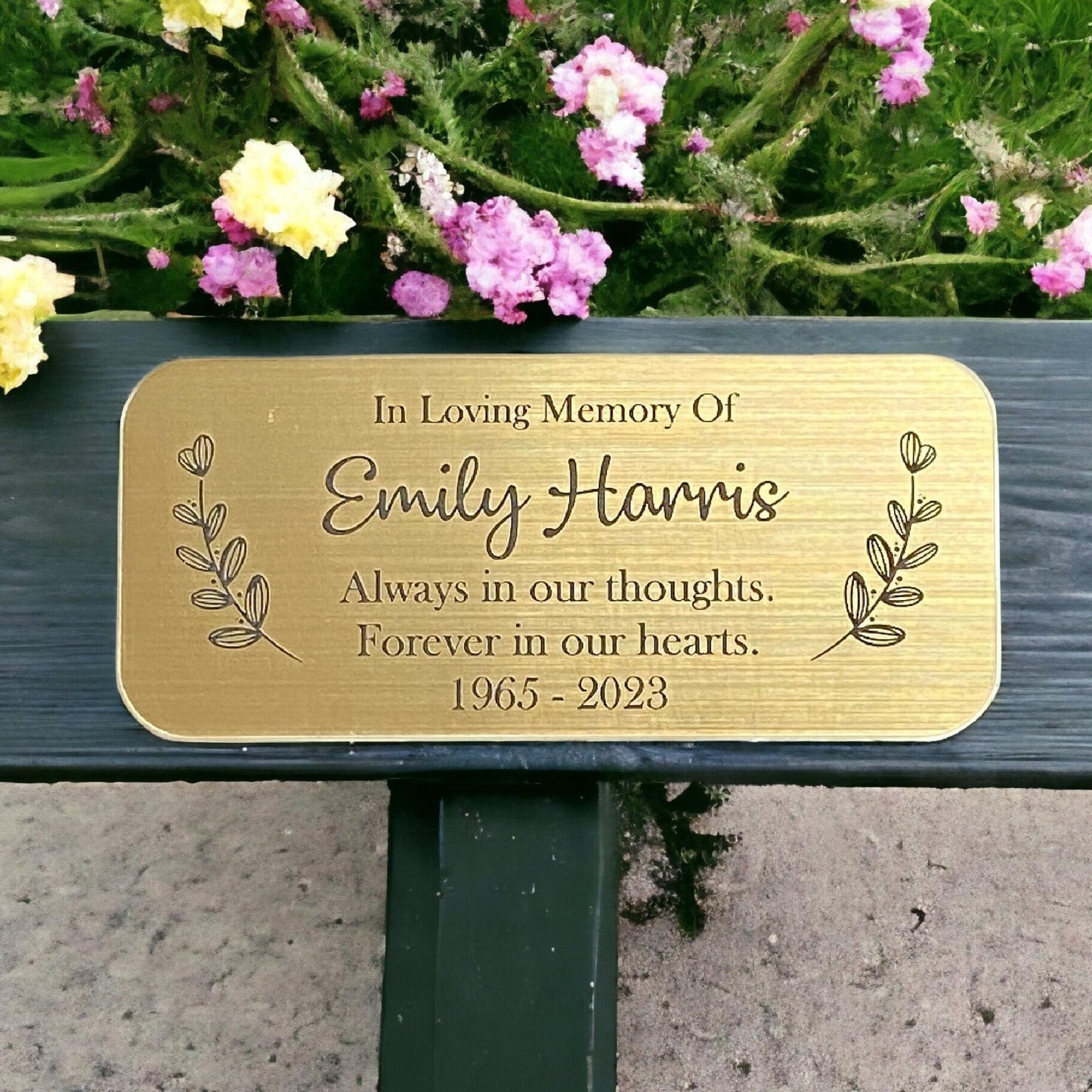 Metal Memorial Plaque In Gold Brass Silver Copper - Made From Flexible Compound Material