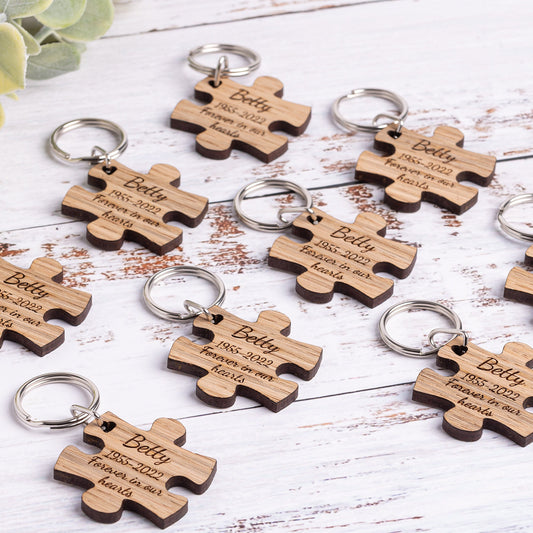 Personalized Memorial Jigsaw Puzzle Keyring-Funeral Favors