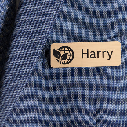Personalised Metallic Name Badges With Logo