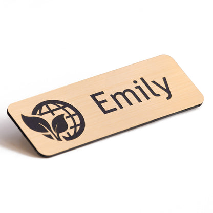 Personalised Metallic Name Badges With Logo