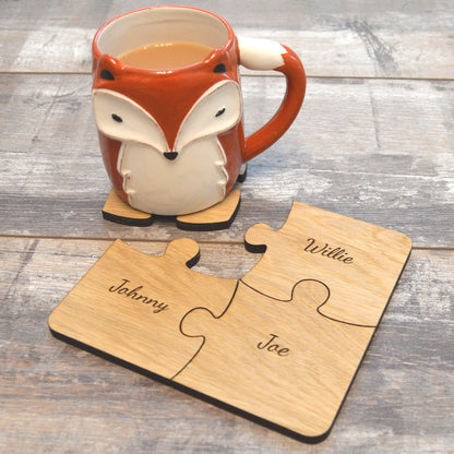 Personalised Wooden Jigsaw Puzzle Coaster Set