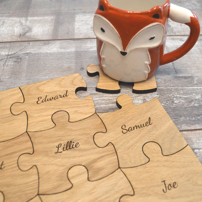 Personalised Wooden Jigsaw Puzzle Coaster Set