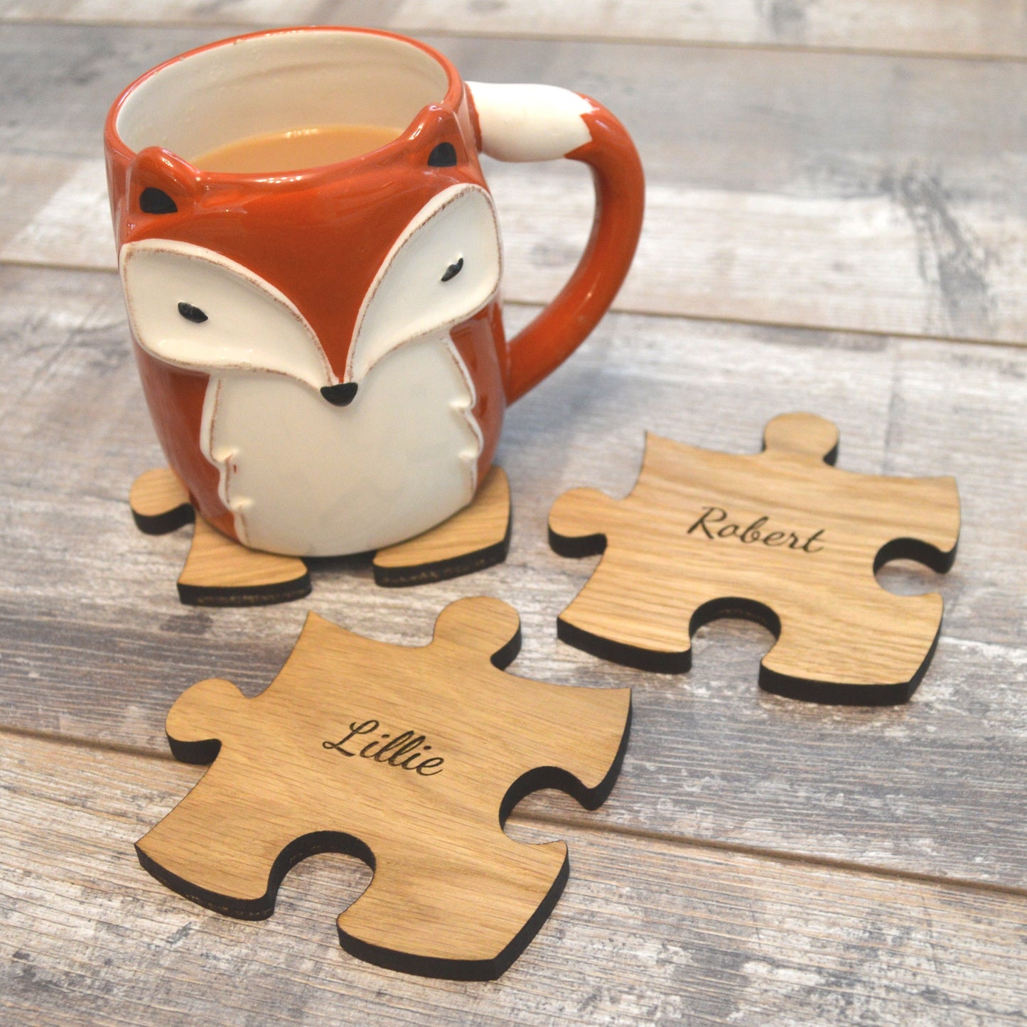 Personalised Wooden Jigsaw Puzzle Coaster Set