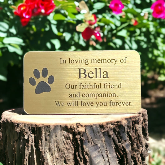 Personalised Dog Memorial Plaque - Bench, Grave Marker Or Tree - Engraved Metal Finish