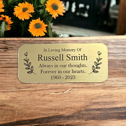 Personalised Memorial Plaque for Bench or Grave Marker - Engraved Metal Finish Sign