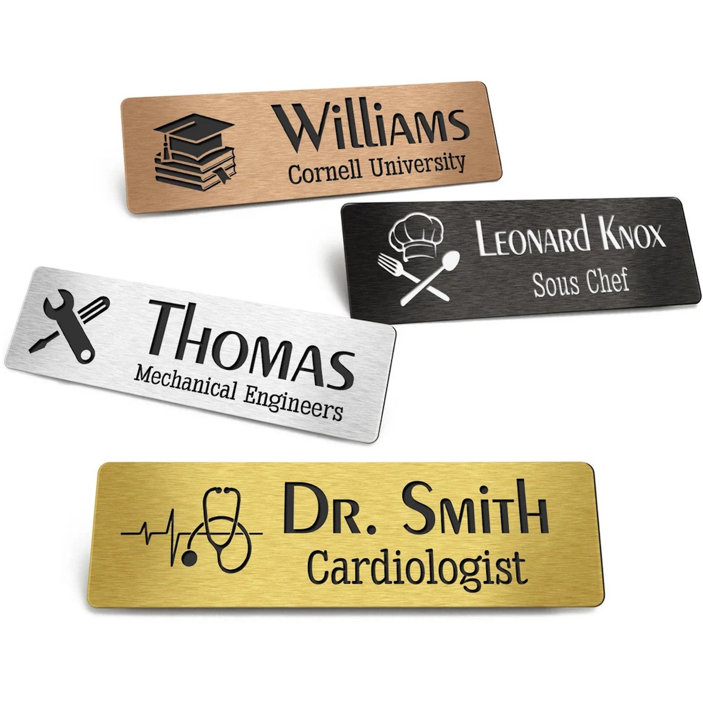 Personalised Metallic Name Badges With Logo