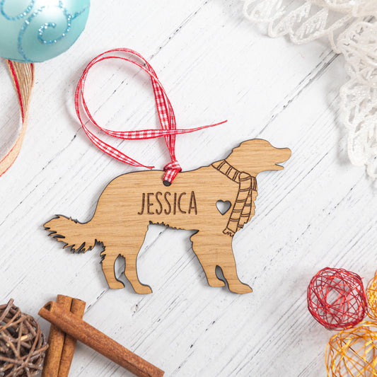 Collie Christmas Decoration - Personalised Wooden Engraved Dog Bauble Ornament Gift for Collie Owner
