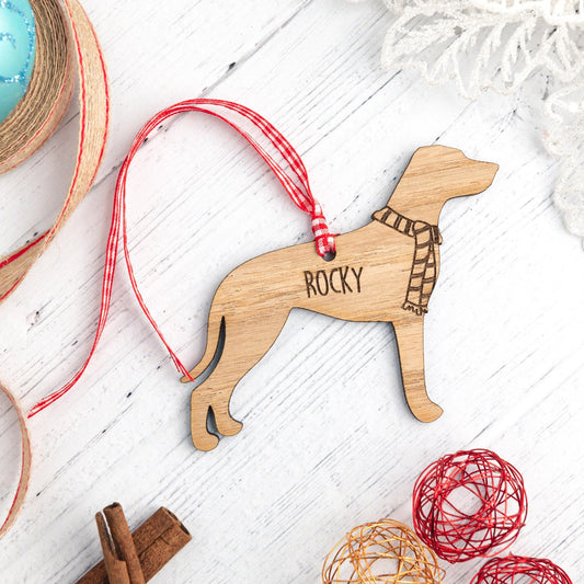 Personalized English Pointer Ornament - Engraved Wooden Dog Christmas Bauble