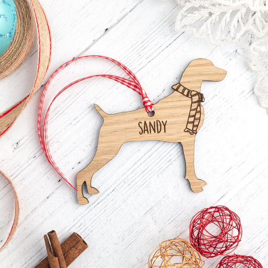 Weimaraner Christmas Decoration - Personalised Wooden Engraved Dog Bauble Ornament Gift for Weimaraner Owner