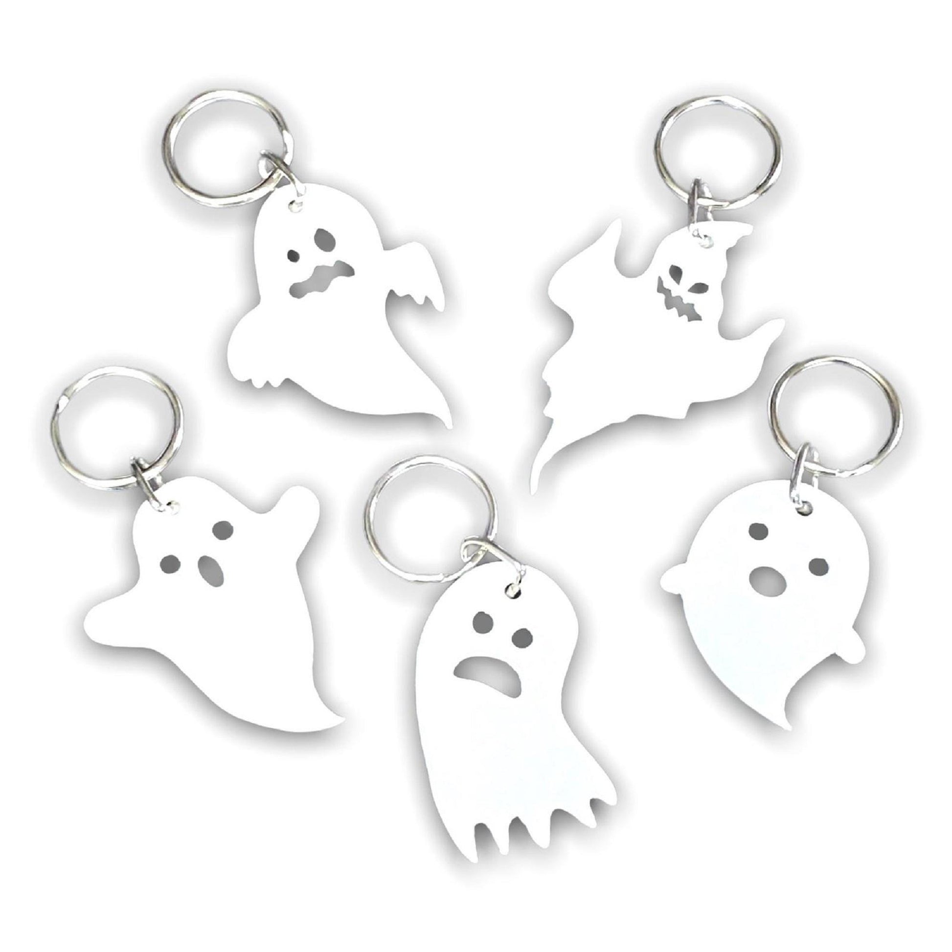 Halloween Ghost Keyrings, Spooky Party Favors, Set of 5