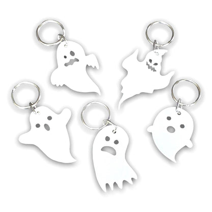 Halloween Ghost Keyrings, Spooky Party Favors, Set of 5
