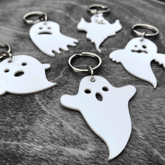 Halloween Ghost Keyrings, Spooky Party Favors, Set of 5