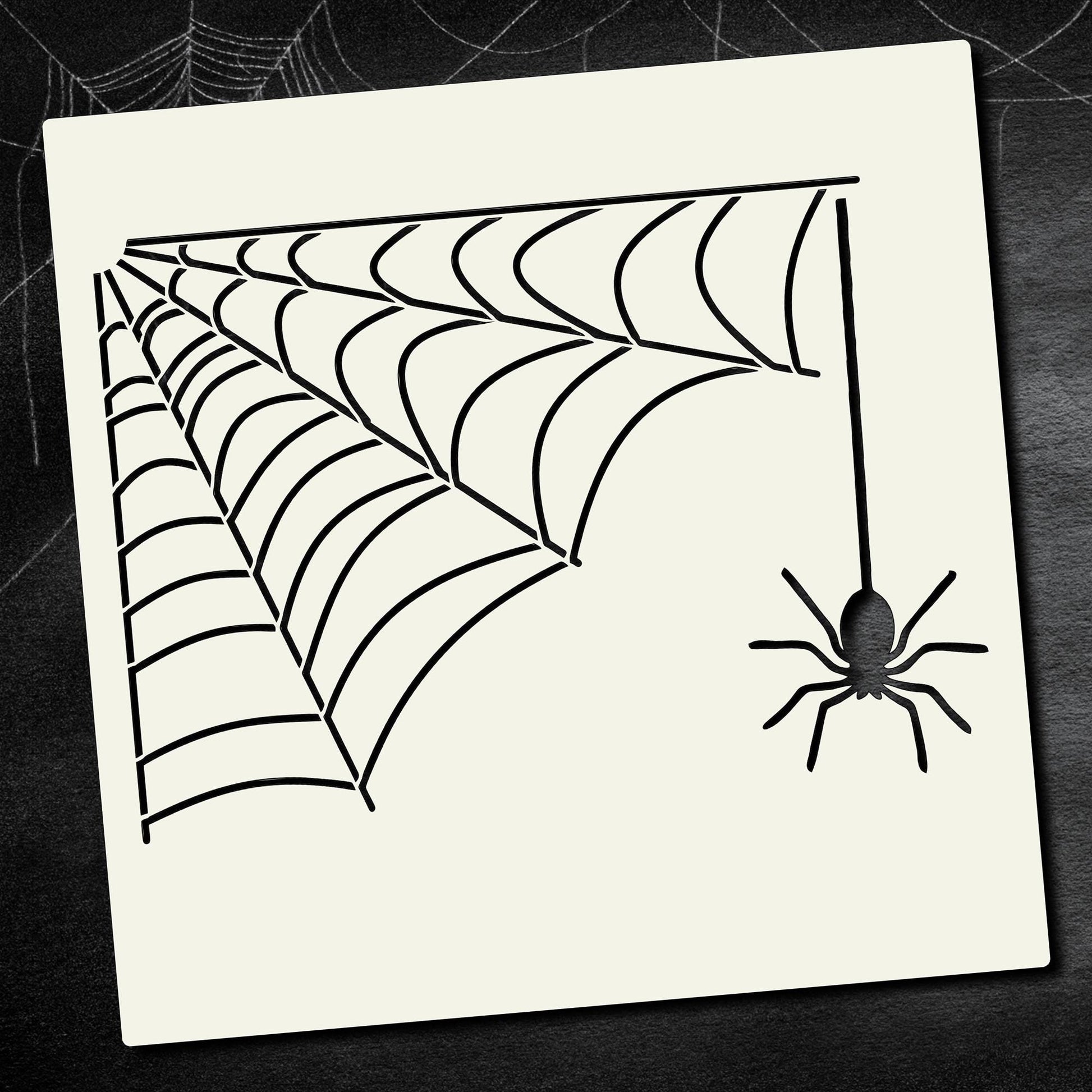 Spider Web Stencil - Halloween Window Stencil Glass Spray Template, Reusable Mylar, Large & Small Sizes