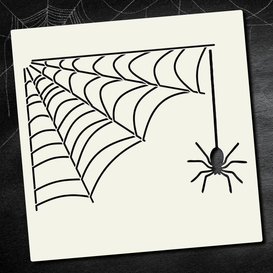 Spider Web Stencil - Halloween Window Stencil Glass Spray Template, Reusable Mylar, Large & Small Sizes