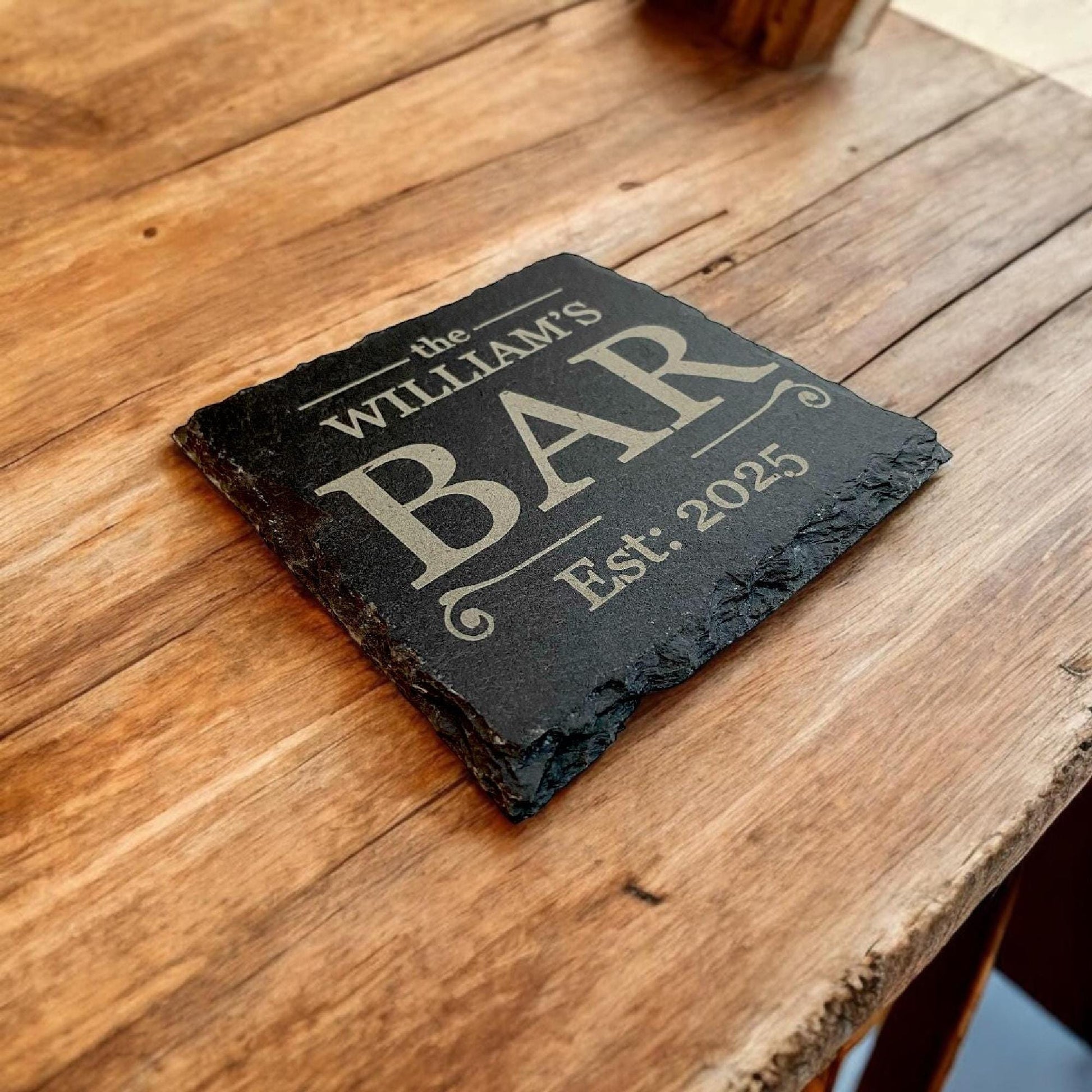Personalized Slate Coasters - Custom Engraved Bar Coaster Set